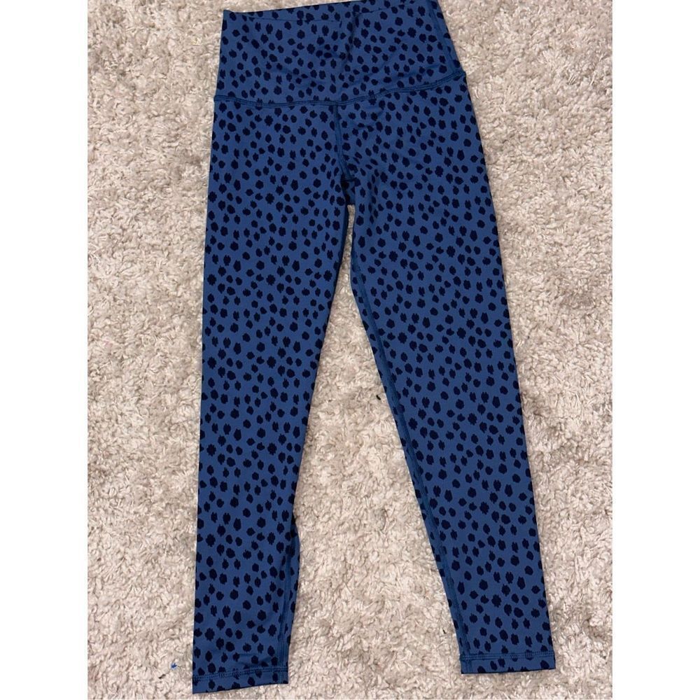 EXCELLENT CONDITION Aerie Real Me Move Blue Polka Dot Print Leggings Size S